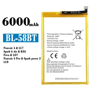Baterie BL-58BT pentru Tecno Pouvoir 4 / Pouvoir 4 Pro/ Spark 6 Air / Spark power 2